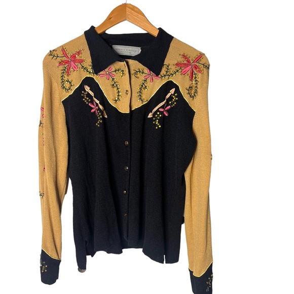 Double D Ranch Sweaters - Double D Ranch Button Front Beaded Cardigan Sweater